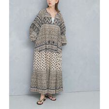 sara mallika　COTTON BORDER PRINT LONG DRESS