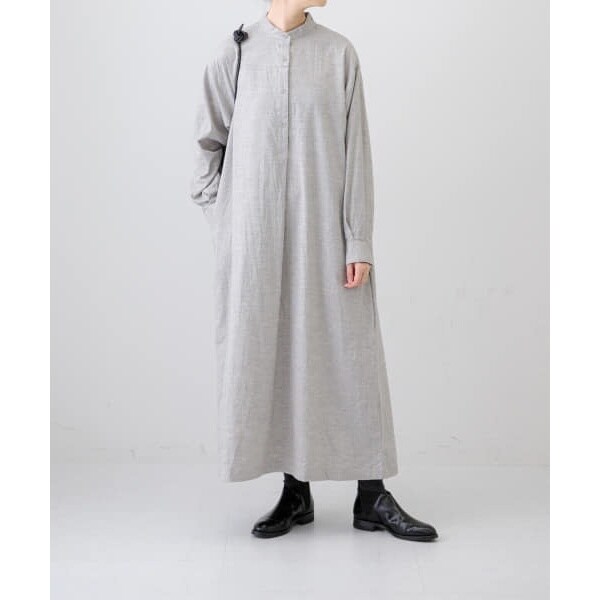 NORC フレンチスリーブAラインシャツワンピース チャコールグレー NORC フレンチスリーブAラインシャツワンピース チャコールグレー