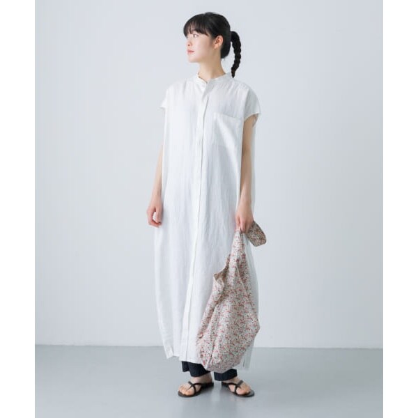 リネンノースリーブワイドシャツワンピース | かぐれ(kagure