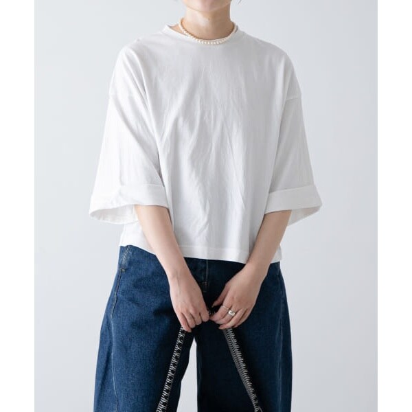 完売色 かぐれ ワイドスリーブクロップドカットソー オートミール