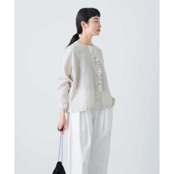美品♪かぐれ　kagure　リネンチュニックシャツ　ゆったり　ロング丈　白シャツ かぐれ｜リネンチュニックシャツ - かぐれ(カグレ) | キナリノモール