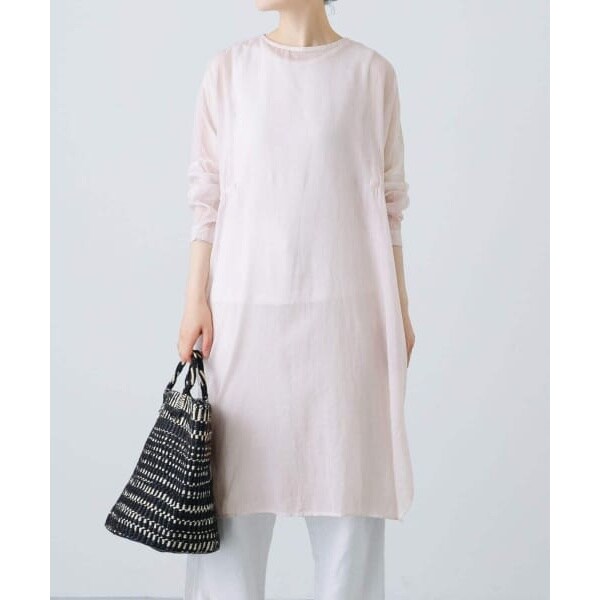 かぐれ Kagure リネンチュニックシャツ ピンク オーバーサイズ