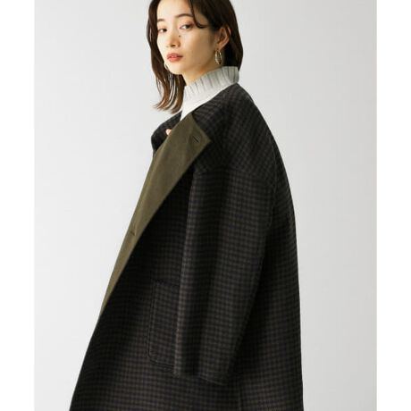 千鳥柄ノーカラーリバーコート | KBF | マルイウェブチャネル 