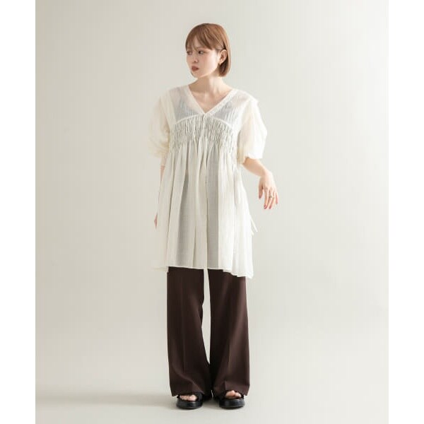 KBF 2wayシャーリングミニワンピース　ホワイト KBF｜2WAYシャーリングミニワンピース | Rakuten Fashion(楽天