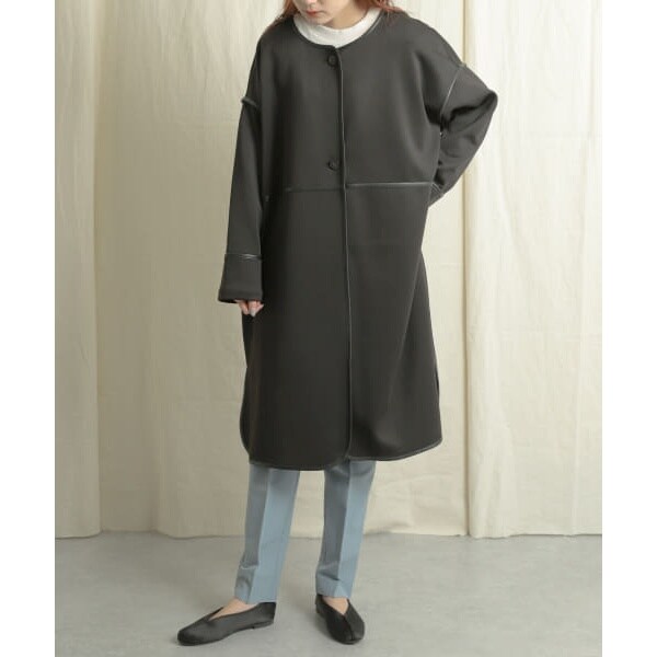 CREDONA パイピングジャガードガウンコート 中綿 総柄 黒 F*YC117 MEN'S BIGI｜カットカルゼステンカラーコート | Rakuten Fashion