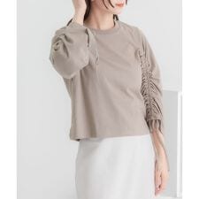 ギャザースリーブクロップドTシャツ