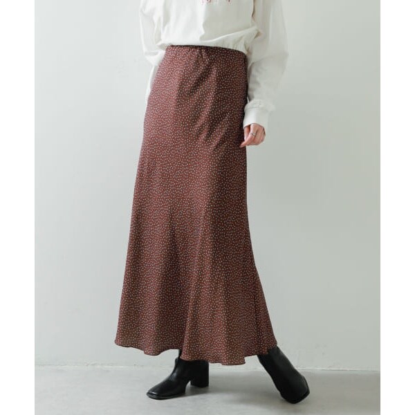 美品 DRESSTERIOR ドットフレアナロースカート ネイビー 34 DRESSTERIOR ドットナローフレアスカート ネイビー サイズ34