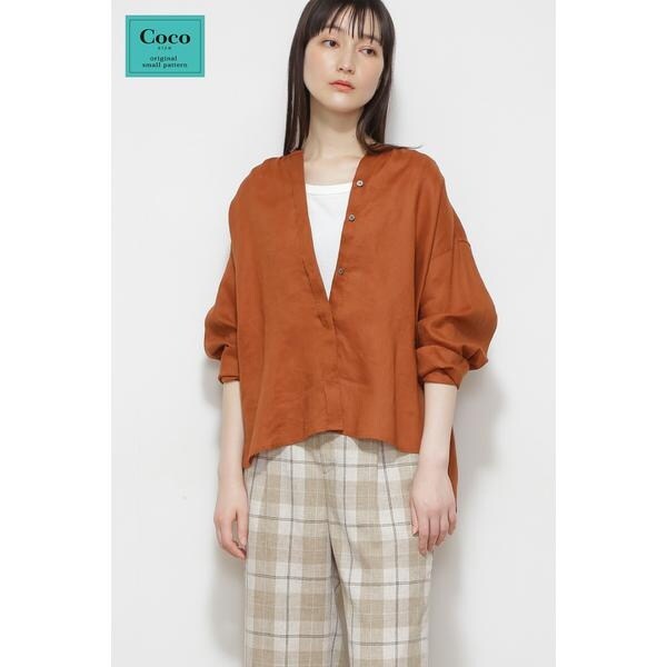 ◆タグ付き◆ ヒューマンウーマン ハードマンリネンシャツ ハードマンリネンバンドカラーシャツブラウス | human woman