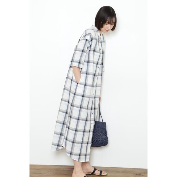 ヒューマンウーマン（HUMAN WOMAN）/◆綿麻チェックワンピース ◇綿麻チェックワンピース | ヒューマンウーマン(human woman