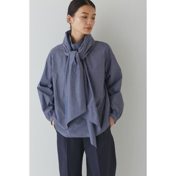 human woman コットンシルク リボン付ハイネックブラウス human woman（ヒューマンウーマン）の「◇リボン付ハイネック