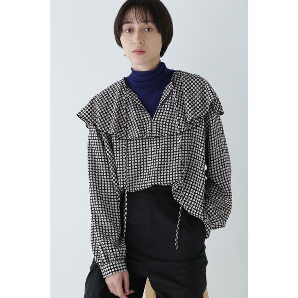 マイクロチェック襟付きフリルシャツ | ナラカミーチェ(NARACAMICIE