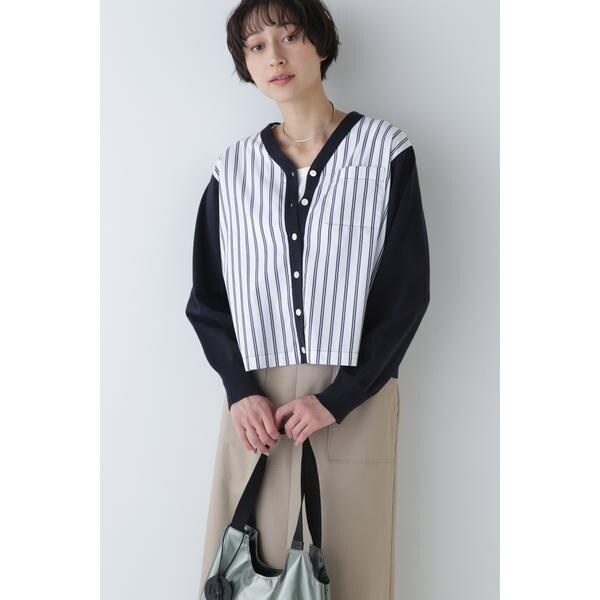 ランバンオンブルー　オープンネックパフスリーブニット　カットソー オープンネックパフスリーブニット | LANVIN en Bleu (Women
