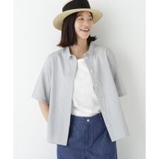 ◆コットンストライプボックスシャツ