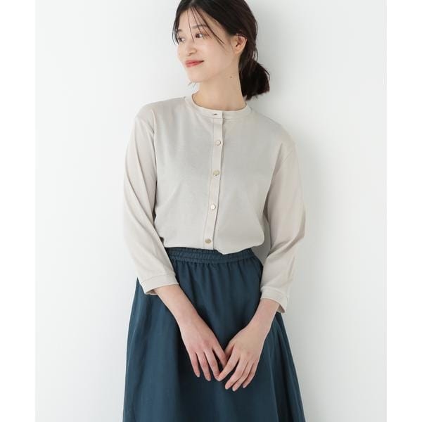 human woman 異素材コンビカットソー 24SS 日本製 human woman tシャツ 異素材コンビカットソー レディース