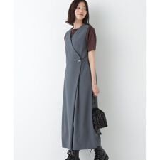 ◆Ｔ／ＴＡツイルラップ風ノースリーブワンピース