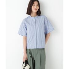 ◆ストライプローン６分袖ブラウス