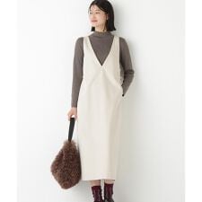 ◆ストレッチポンチＶネックジャンパースカート