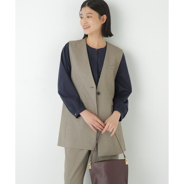 ☆お値下げ☆HUMAN WOMAN グレー ダブルブレスト ウールコート DOUBLE-FACED WOOL TRENCH COAT ダブルフェイスウールトレンチ