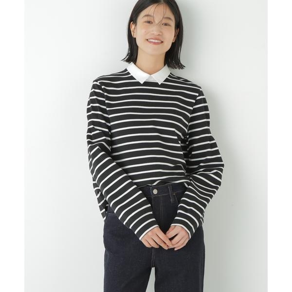 ヒューマンウーマン　コットン長袖ロゴT ロゴエンブロイダリーロングスリーブTシャツ | human woman