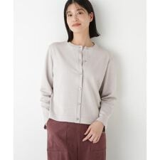 ◆レーヨン混ハイゲージクルーネックカーディガン