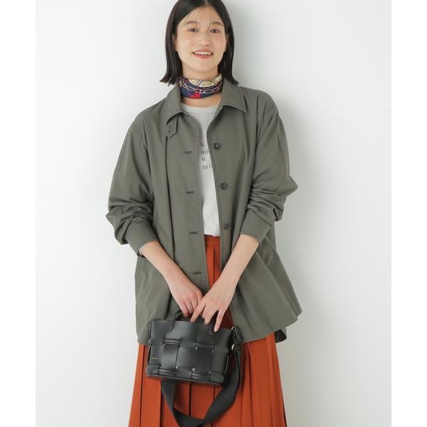 ☆お値下げ☆HUMAN WOMAN グレー ダブルブレスト ウールコート ◇ウールナイロンオックスステンカラーコート