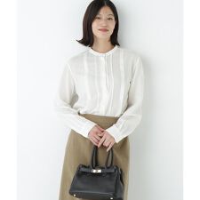 ヒューマンウーマン(human woman)の◆コットンジョーゼットボイルバンドシャツブラウス