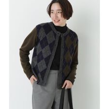ヒューマンウーマン(human woman)のウールＭＩＸアーガイルクルーネックカーディガン