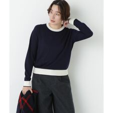 ヒューマンウーマン(human woman)の梳毛ライン入りニットプルオーバー