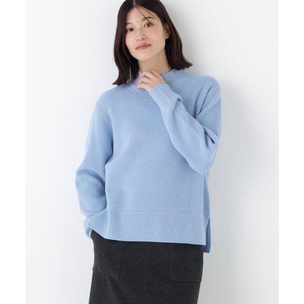 ★送料無料★美品 ヒューマンウーマン【HUMAN WOMAN】メルトンウール シャツジャケット Mサイズ ネイビー ハイゲージウールケープニット | human woman（ヒューマンウーマン