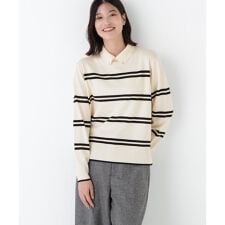 ◆ハイゲージプレーティング天竺衿付きニット