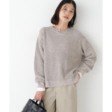 ◆ネップ入ペーパーヤーン片畦クルーネックプルオーバー