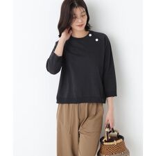 ◆ハイゲージニット６分袖ボタンプルオーバー