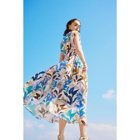 ピンキー&ダイアン アーバンリーフプリント ロング ワンピース 打ち上げる