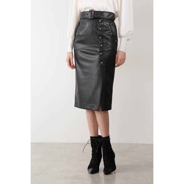 ◇ボタンアクセントフェイクレザースカート | ピンキー＆ダイアン