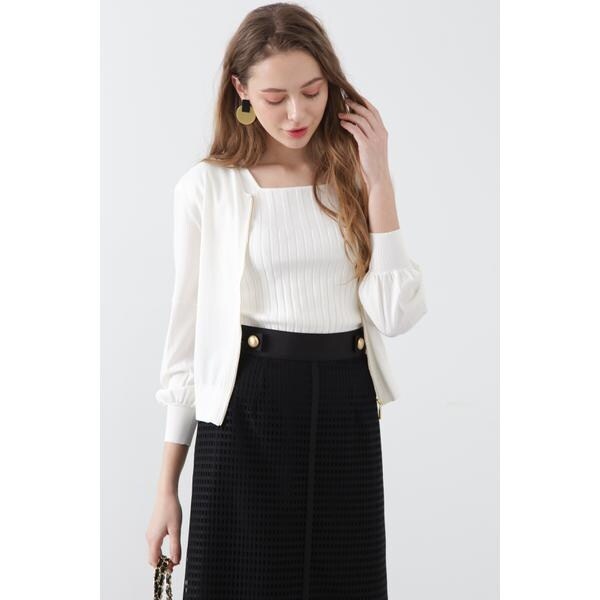 ◇ジップアップシアーニットブルゾン | ピンキー＆ダイアン