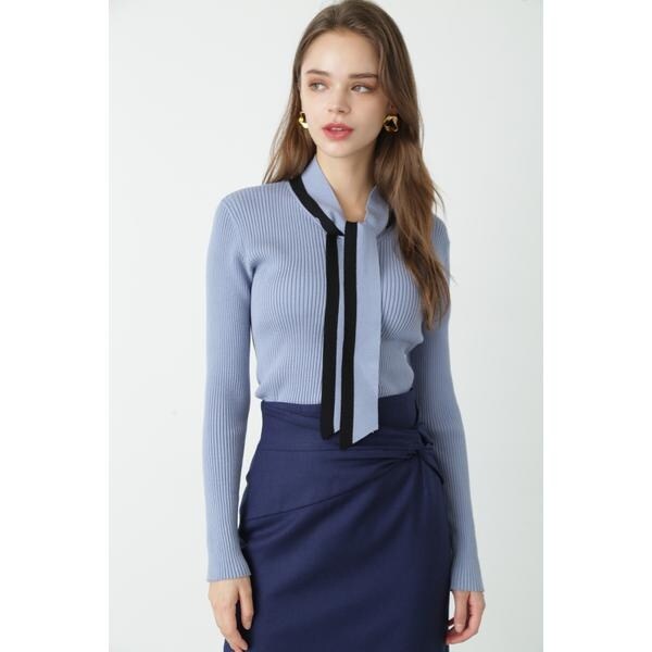 ピンキーアンドダイアン　ボウタイコンビニット　　リブニット　バイカラー　美品　M ◇バイカラーボウタイニット | ピンキー＆ダイアン(PINKY&DIANNE