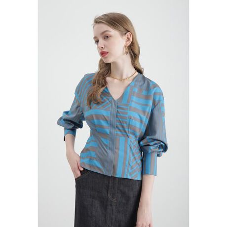 ◇ジオメトリックボーダープリントブラウス | ピンキー＆ダイアン  