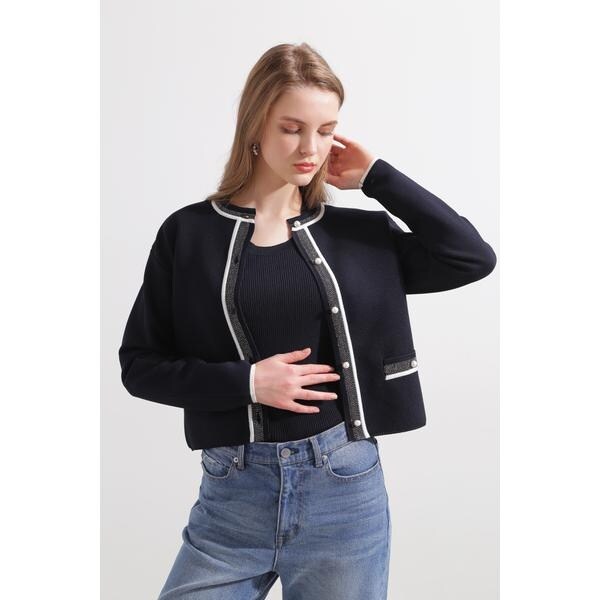 新品未使用ピンキーダイアンレースコンビカーディガン PINKY&DIANNE ニット セーター レースコンビカーディガン