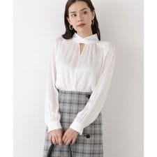 ◆ギャザーネックドットジャガードブラウス
