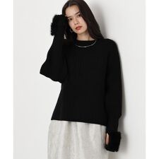 ◆ファーグローブ付き畦ニットプルオーバー