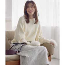 ◆ファーグローブ付き畦ニットプルオーバー