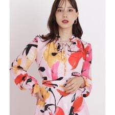 ◆フラワープリントギャザーブラウス
