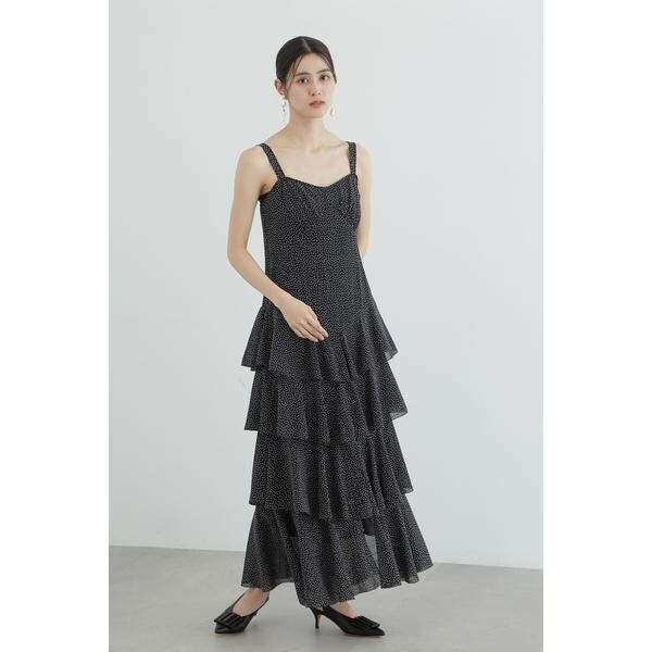 【JIL SANDER】 シルク フリル ドレス Jil Sander ギャザーディテール サテンドレス | ブラック