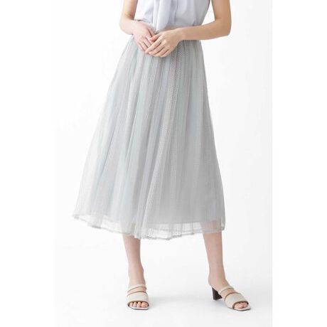 Endy ROBE》ストライプ刺繍チュールフレアスカート | ジル  