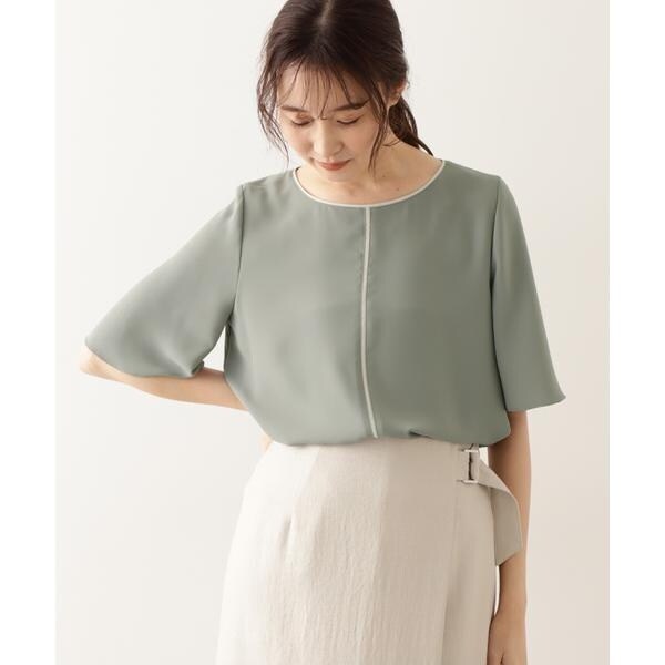 NATURAL BEAUTY BASIC バイカラー五分袖ブラウス NATURAL BEAUTY BASIC（ナチュラルビューティーベーシック）の「バイ