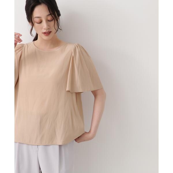 パウダリーヘムフレアブラウス 洗える】パウダリージョーゼットフリル