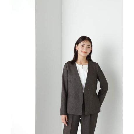 シャークスキンセットアップシリーズ＞ノーカラージャケット23AW  