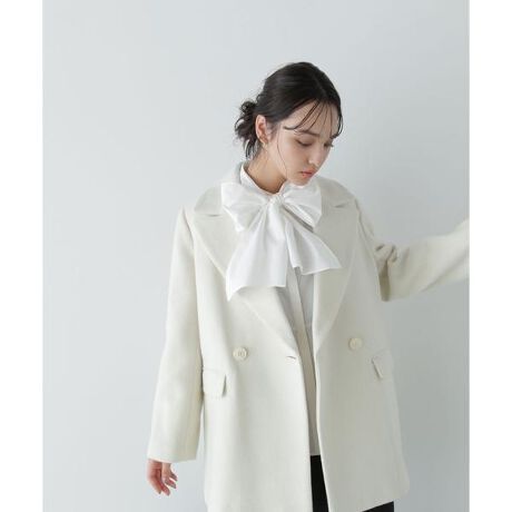 極美品✨Diagram 広がり ダブルブレストウールコート ベージュ ファー付 36