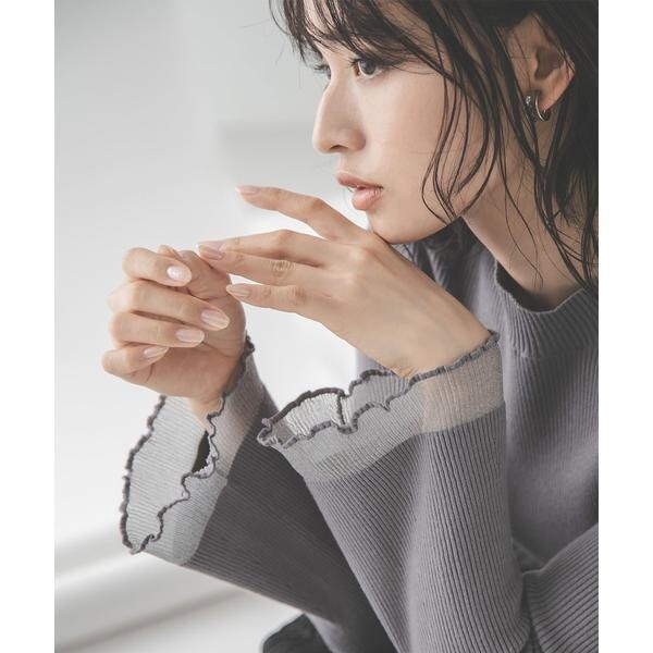 NATURAL BEAUTY BASIC  シアーフレアカフスリブニット NATURAL BEAUTY BASIC｜シアーフレアカフスリブニット | Rakuten
