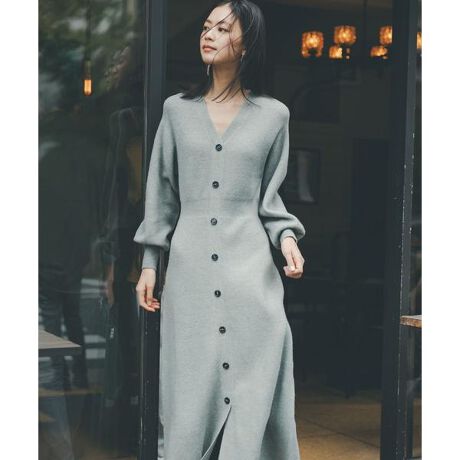 フロントボタンフレアニットワンピース | ナチュラルビューティー  